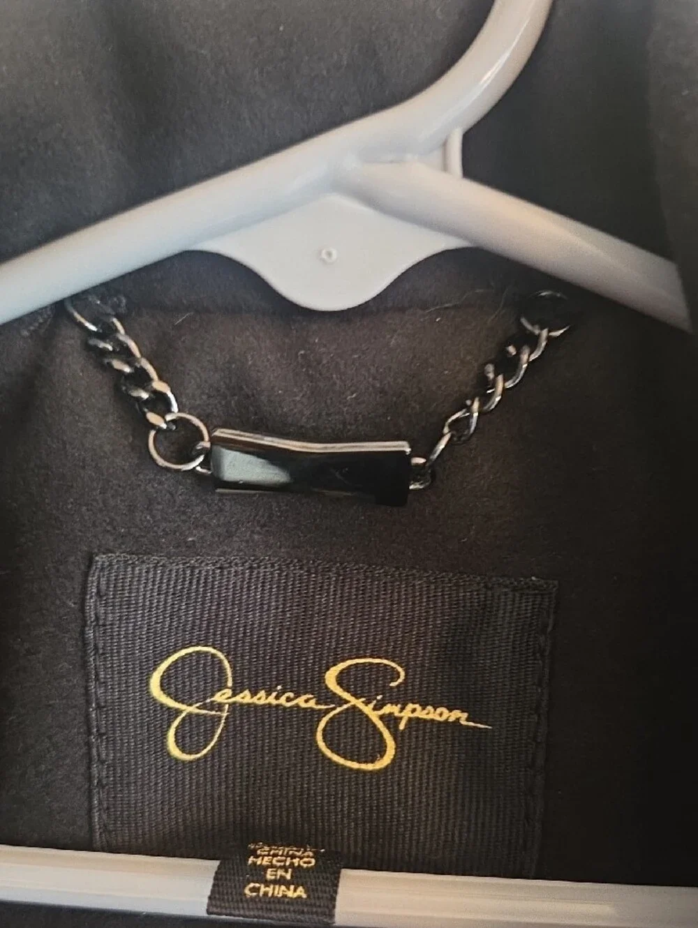 Jessica Simpson Black Double-Breasted Peacoat with Silver Buttons